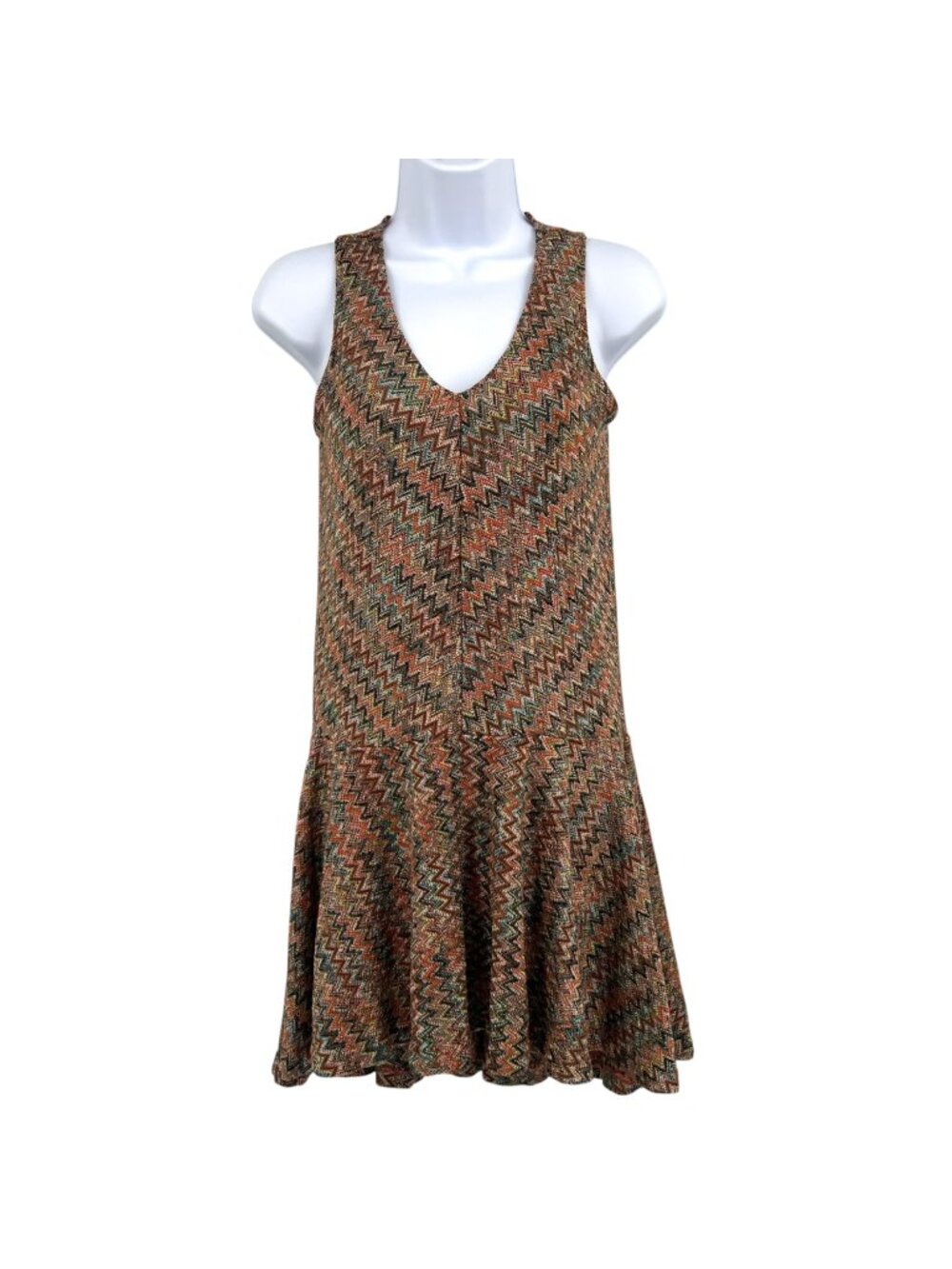 Maeve Westwater Chevron Knit Sleeveless Drop Waist Dress Multicolor Size XS